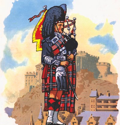 Scottish piper by English School